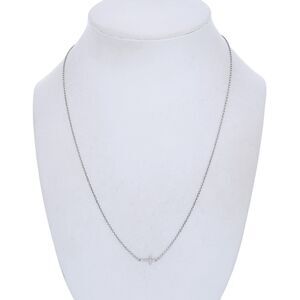 Vintage Italian Sterling 925 Silver Sideways Cross Necklace 19"